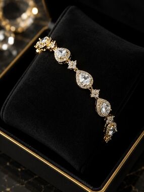 14K Gold plated Cut Zircon Tennis Bracelet | Elegant Sparkling Statement Jw